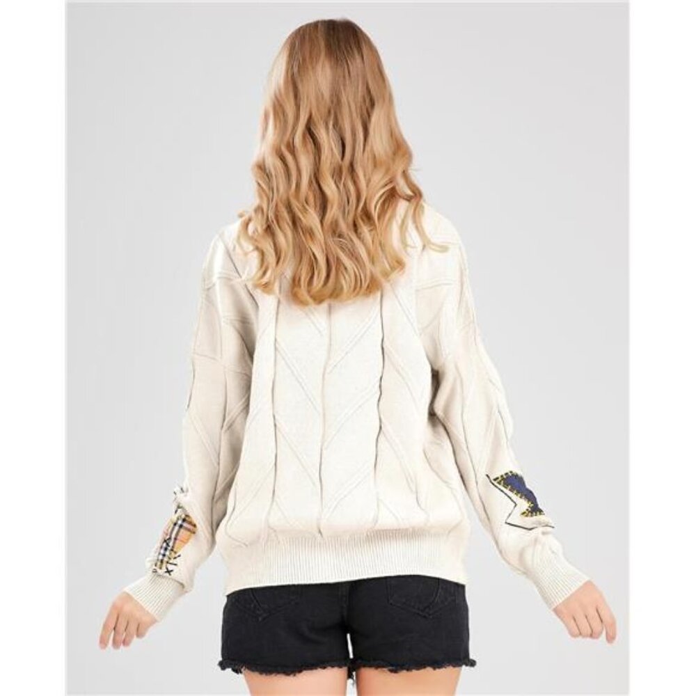 Women's Cable Knit Long Sleeve Open Front Cardigan Sheep V-Neck Button Down - Picture 3 of 5